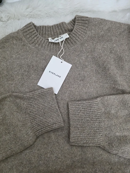NEW Everlane Crewneck Sweater Alpaca Wool Heather Taupe Medium - Picture 6 of 11